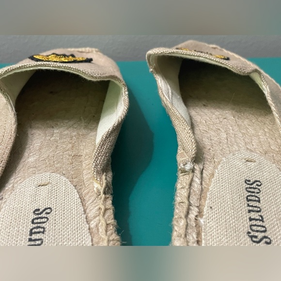 SOLUDOS Bees Cotton Woven Canvas Slip-On Espadrille Mule Flats / Sz 7.5 - Picture 6 of 10